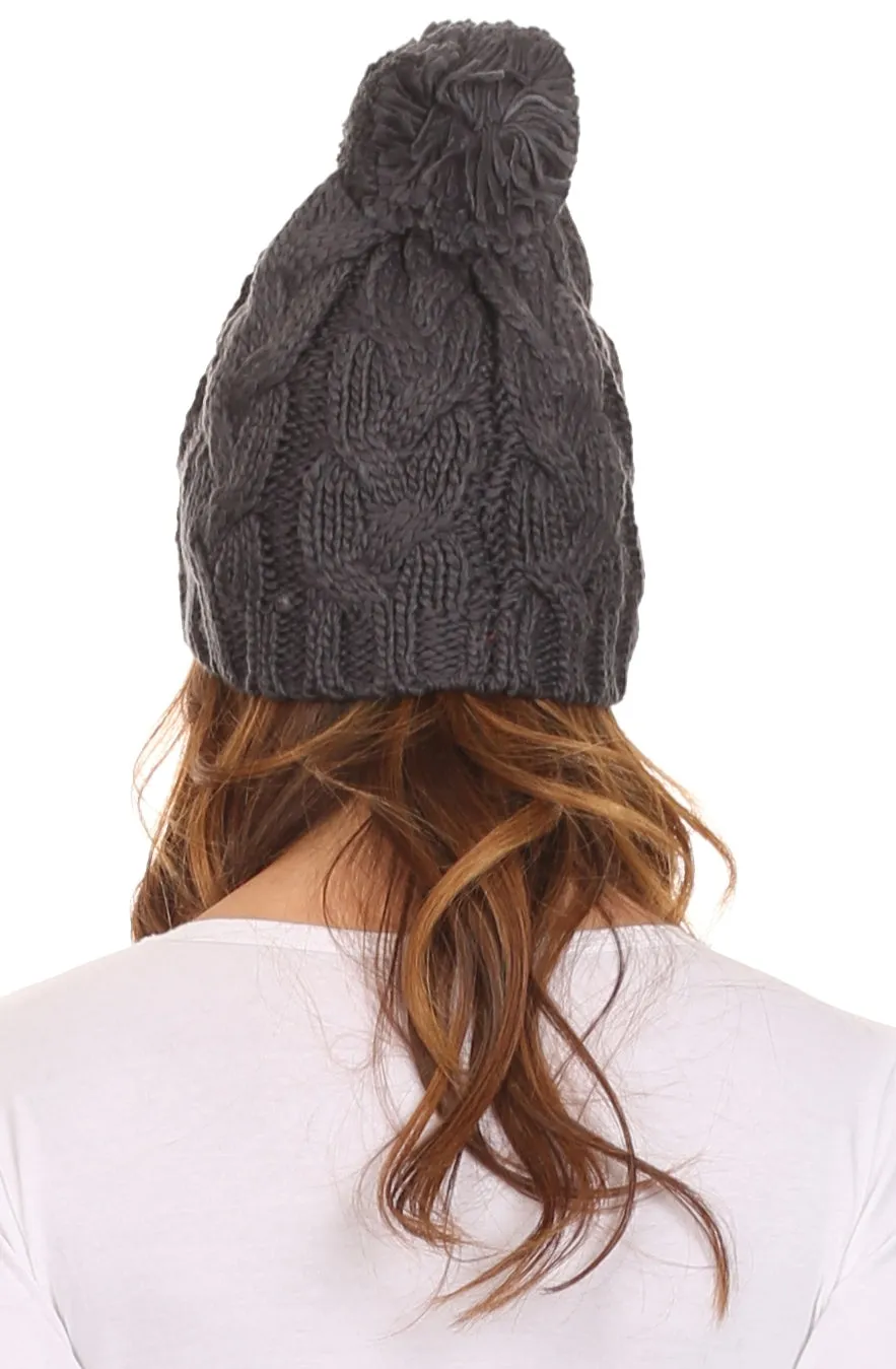 Sakkas Tabb Unisex Cable Knit Pom Pom Bobble Beanie Hat