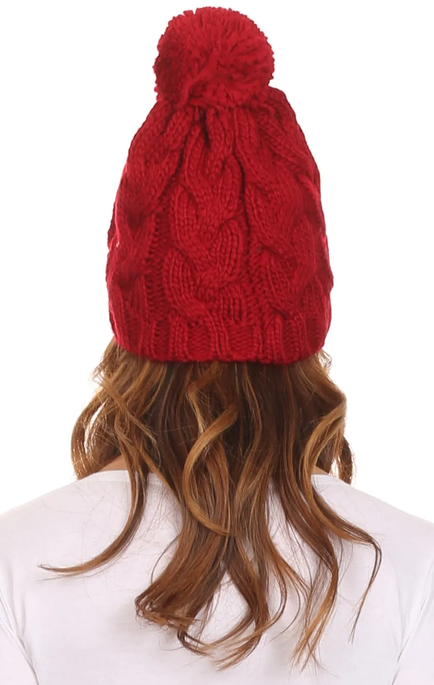 Sakkas Tabb Unisex Cable Knit Pom Pom Bobble Beanie Hat