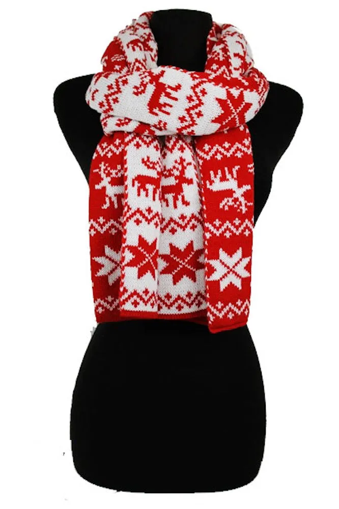 Snow Flake & Reindeer Holiday Scarf