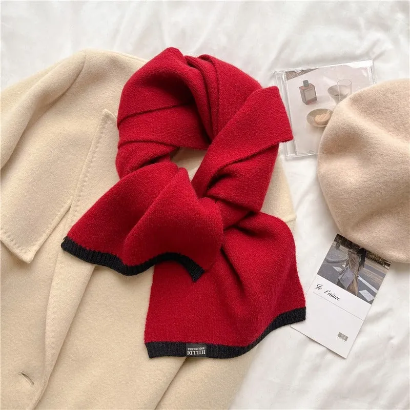 Solid-Colored Warm Cashmere Winter Knitted Scarves