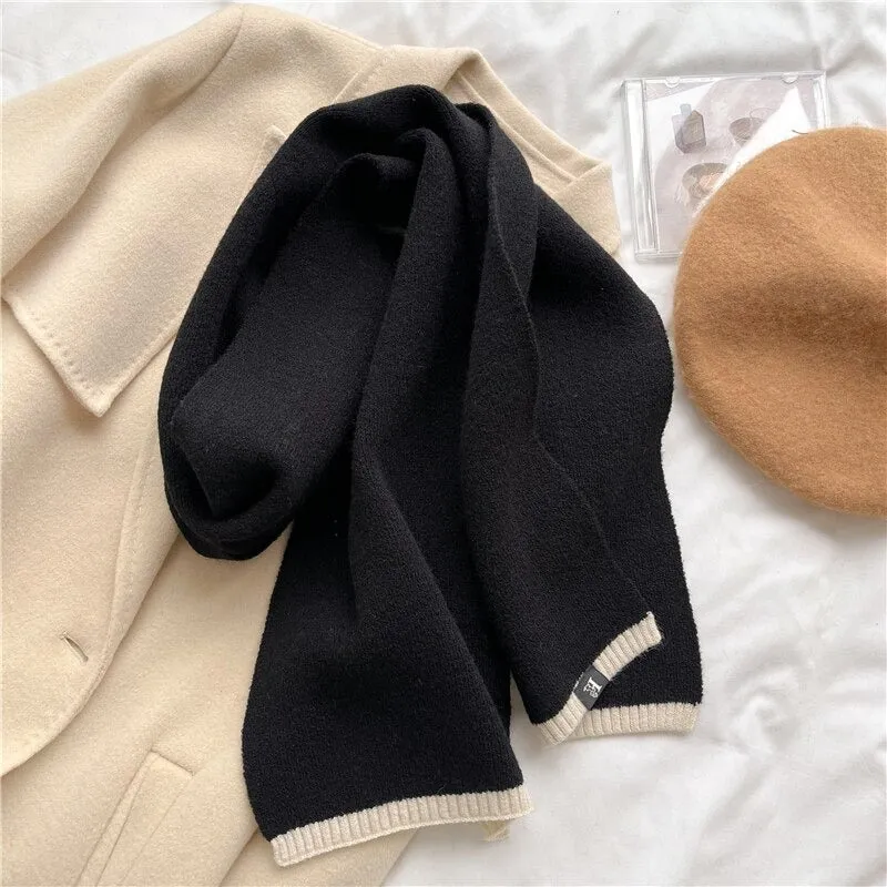 Solid-Colored Warm Cashmere Winter Knitted Scarves