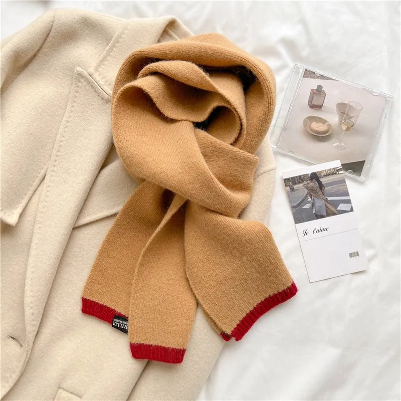 Solid-Colored Warm Cashmere Winter Knitted Scarves