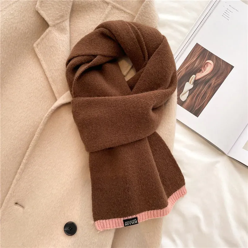 Solid-Colored Warm Cashmere Winter Knitted Scarves