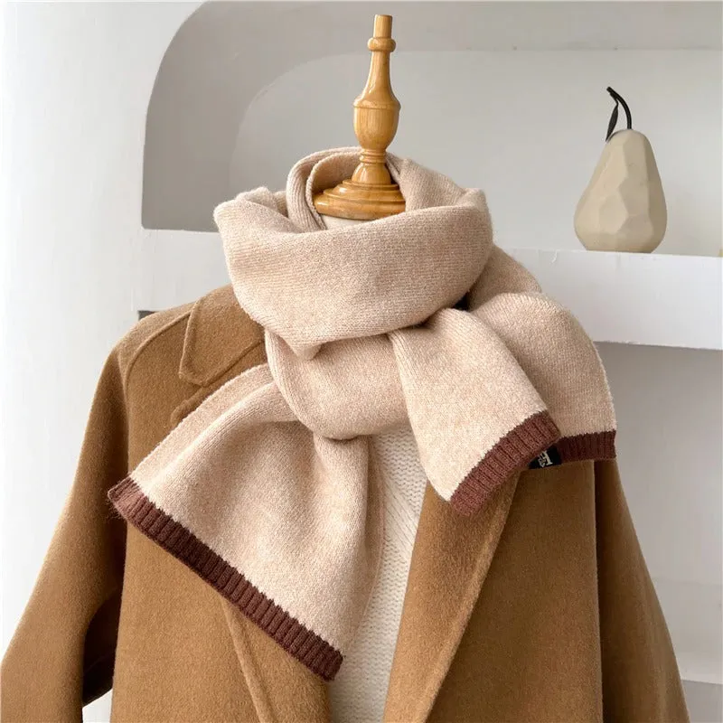 Solid-Colored Warm Cashmere Winter Knitted Scarves