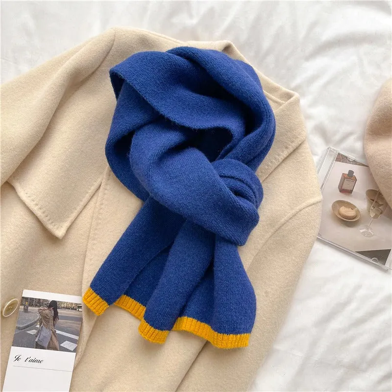 Solid-Colored Warm Cashmere Winter Knitted Scarves