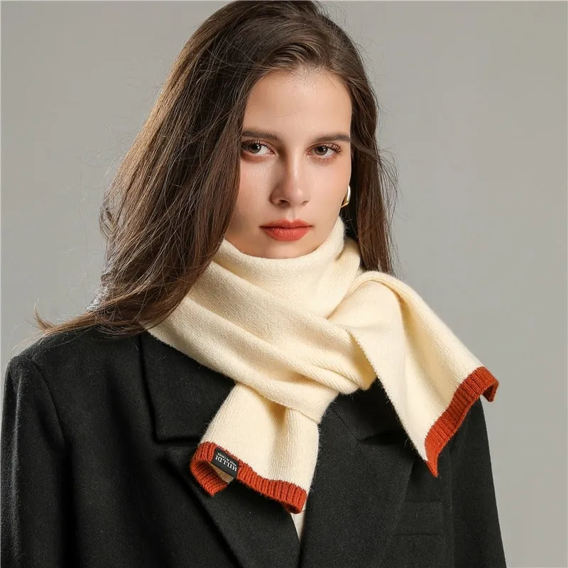 Solid-Colored Warm Cashmere Winter Knitted Scarves