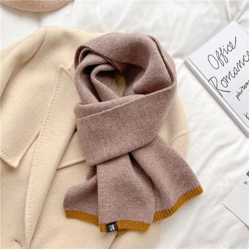 Solid-Colored Warm Cashmere Winter Knitted Scarves