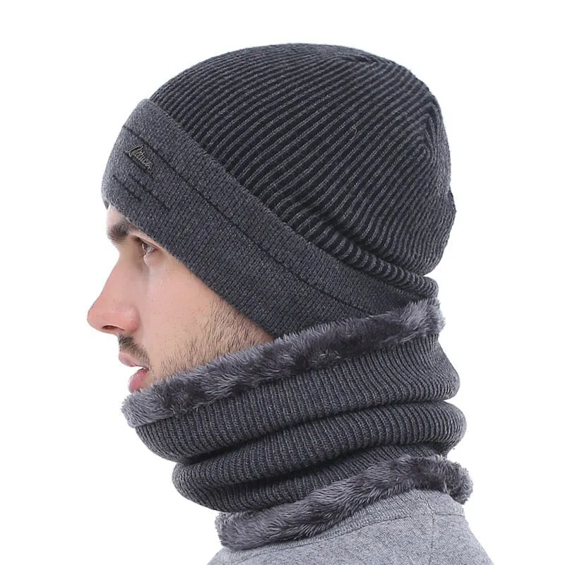 Striped Beanie with Optional Neck Pullover