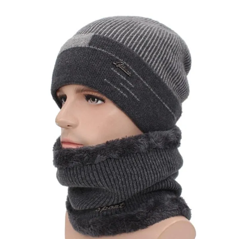 Striped Beanie with Optional Neck Pullover