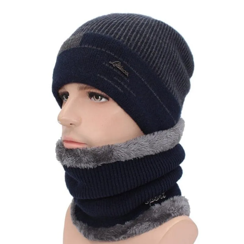 Striped Beanie with Optional Neck Pullover