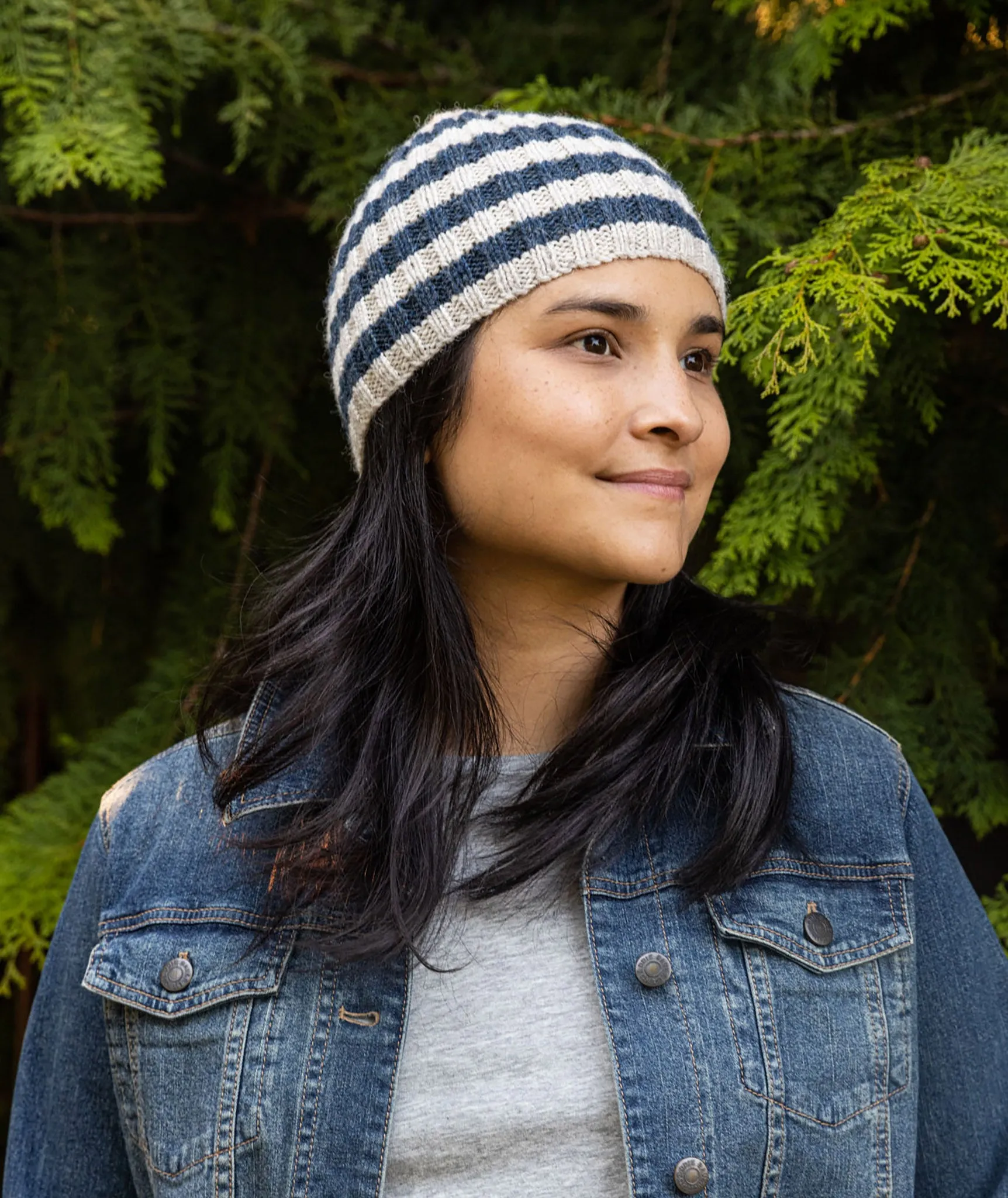 Striped Ribbed Beanie Using The Fibre Co. Lore