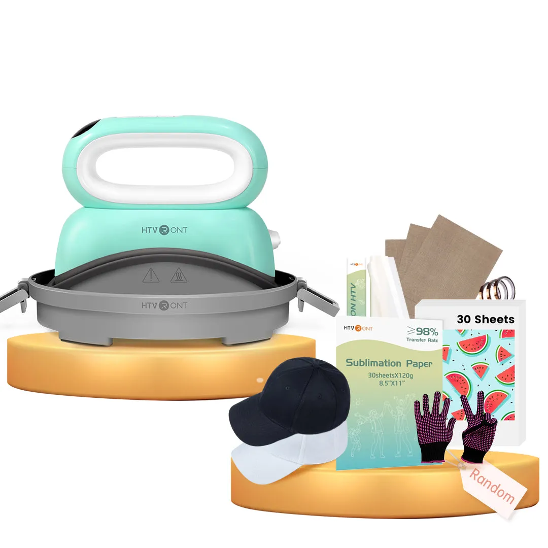 [Sublimation Bundle]HTVRONT Hat Heat Press Machine Sublimation Bundle(Matte Sublimation HTV vinyl for Dark/Light Fabric Sublimation Paper*30 Baseball Cap Blank*2 PTFE Teflon Sheet*3 Gloves≥60＄)