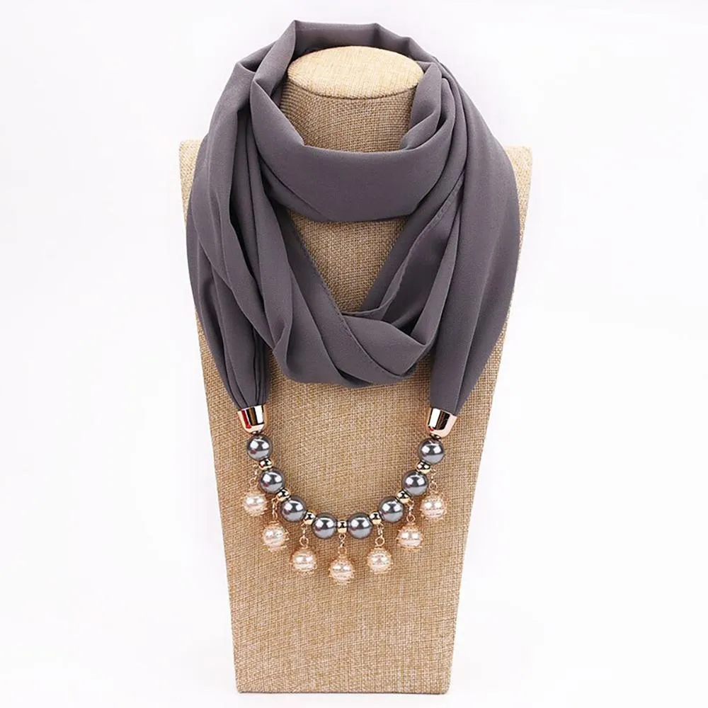 Summer Chiffon Fringe Scarf with Necklace - Exclusive Collection