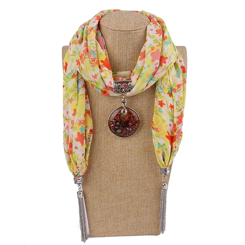 Summer Chiffon Fringe Scarf with Necklace - Exclusive Collection