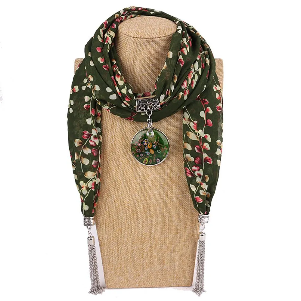 Summer Chiffon Fringe Scarf with Necklace - Exclusive Collection