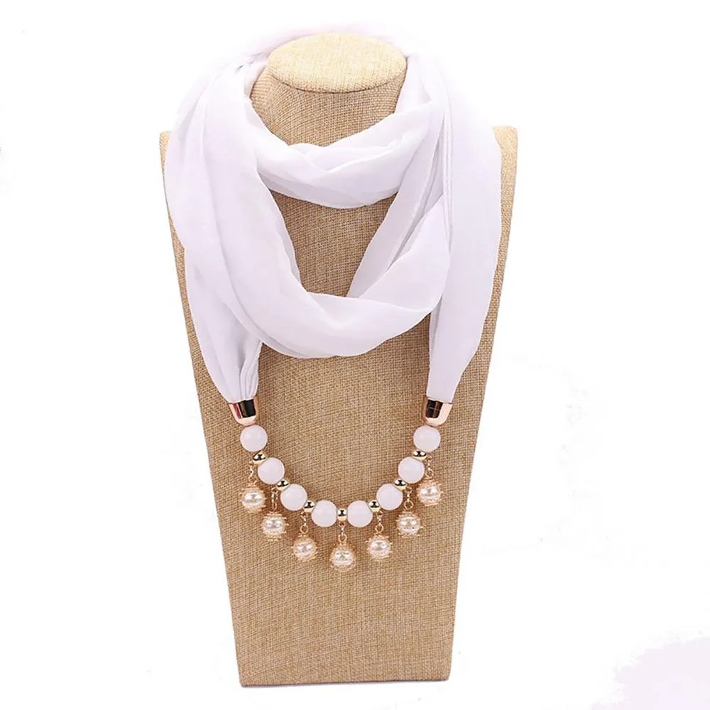 Summer Chiffon Fringe Scarf with Necklace - Exclusive Collection