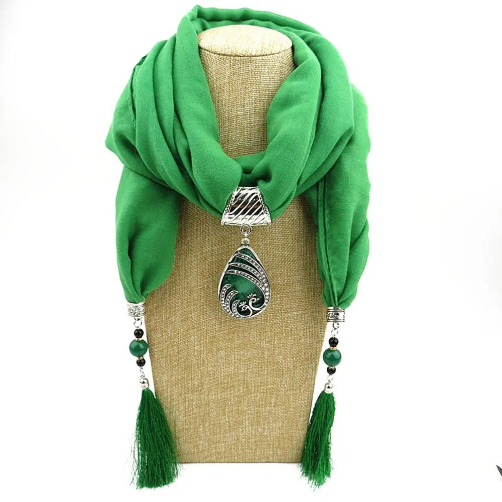 Summer Chiffon Fringe Scarf with Necklace - Exclusive Collection