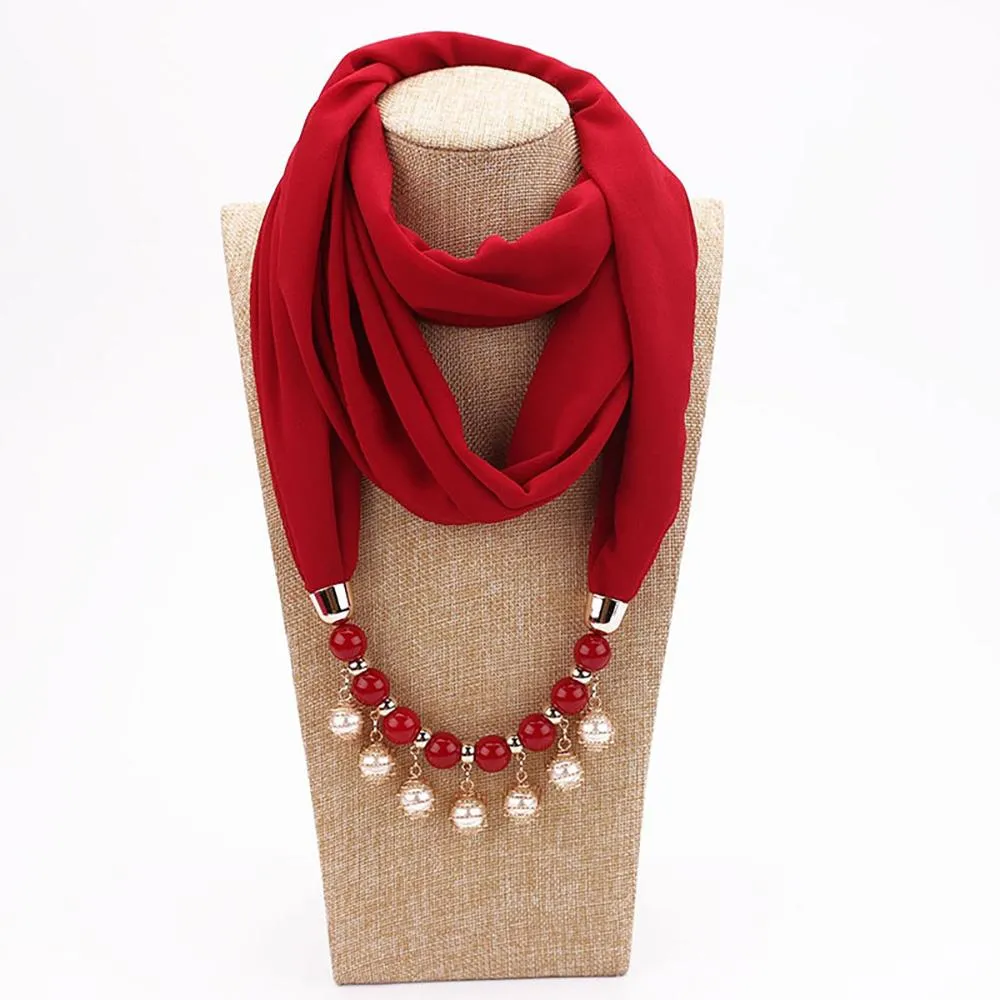 Summer Chiffon Fringe Scarf with Necklace - Exclusive Collection