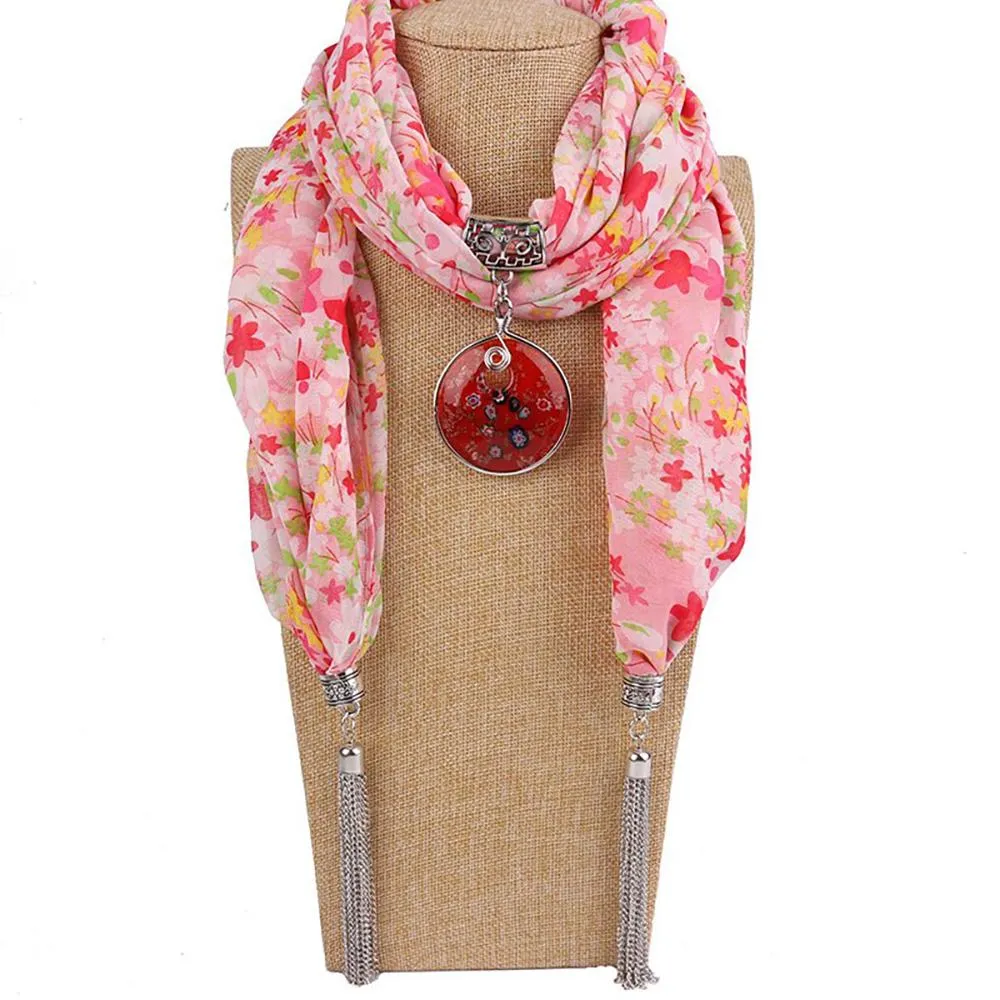 Summer Chiffon Fringe Scarf with Necklace - Exclusive Collection