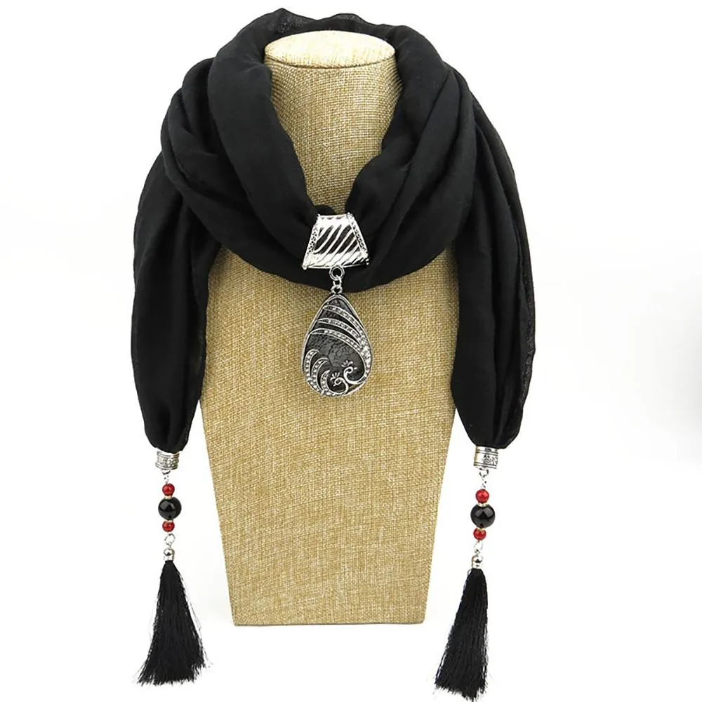 Summer Chiffon Fringe Scarf with Necklace - Exclusive Collection