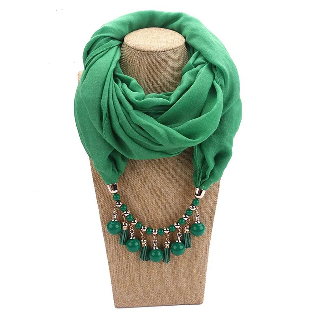 Summer Chiffon Fringe Scarf with Necklace - Exclusive Collection