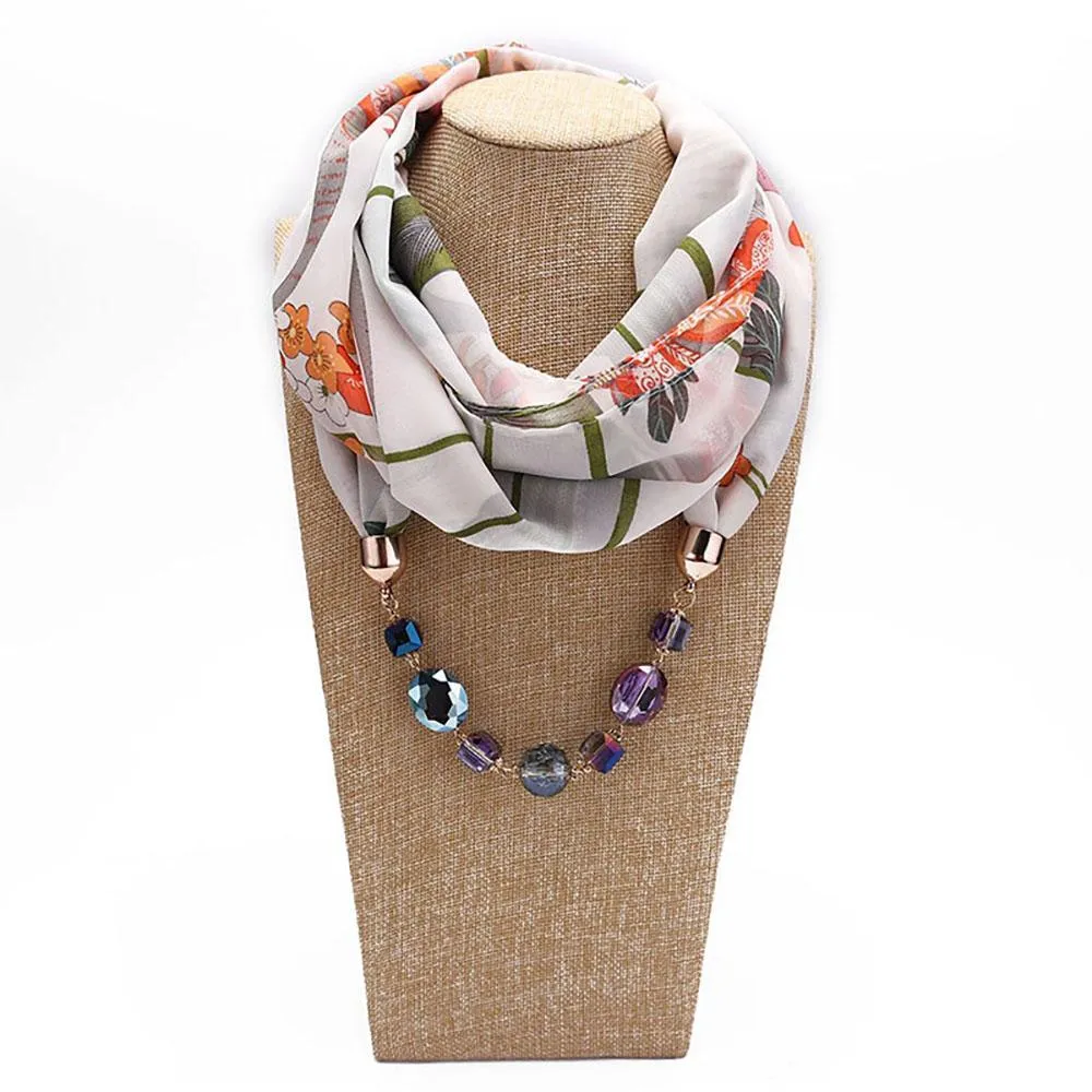 Summer Chiffon Fringe Scarf with Necklace - Exclusive Collection