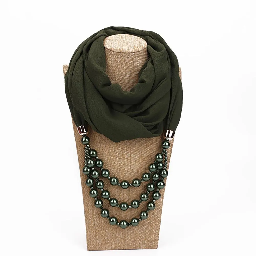 Summer Chiffon Fringe Scarf with Necklace - Exclusive Collection