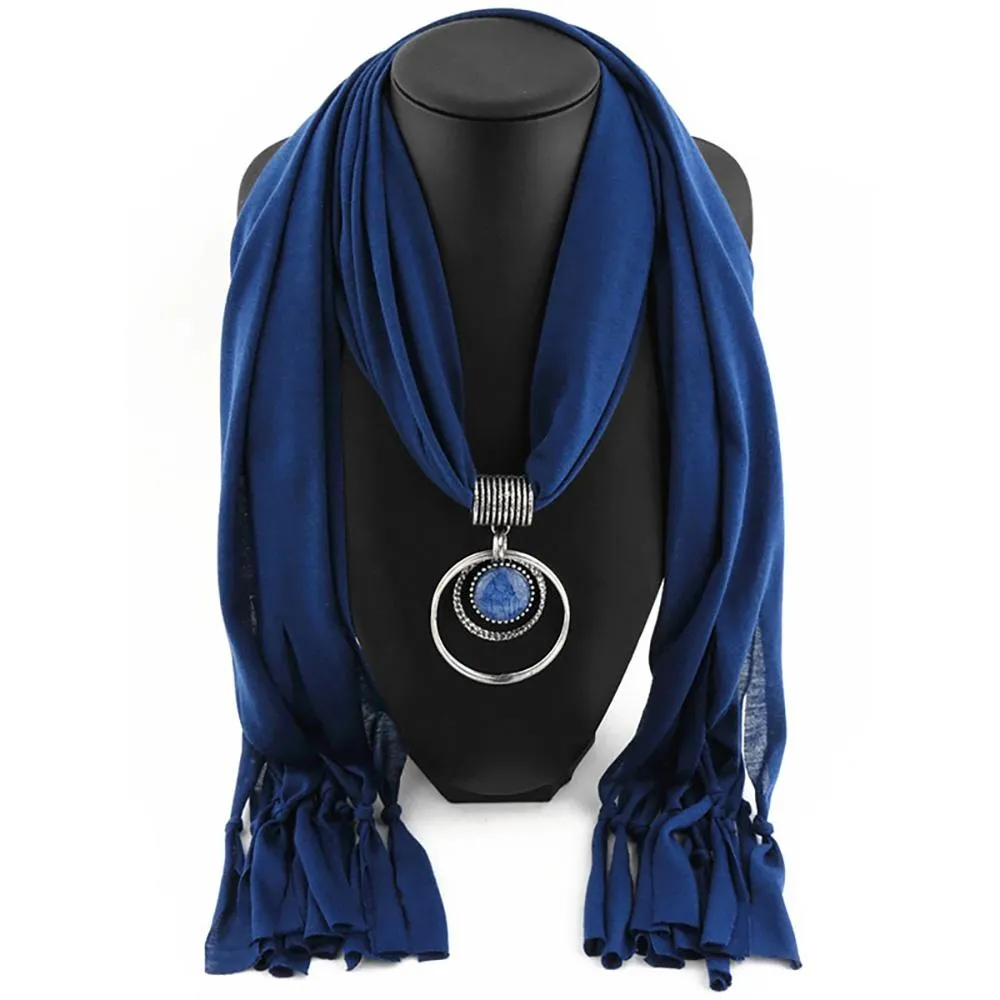 Summer Chiffon Fringe Scarf with Necklace - Exclusive Collection