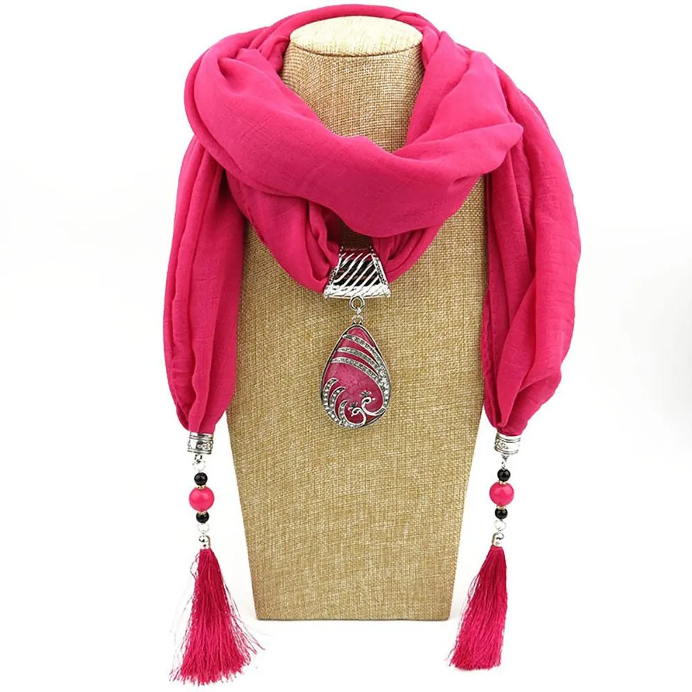 Summer Chiffon Fringe Scarf with Necklace - Exclusive Collection