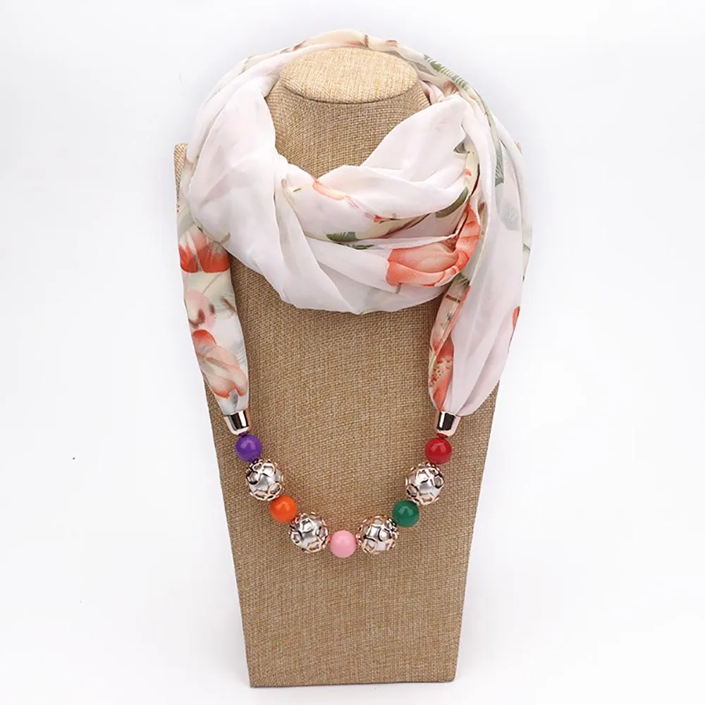 Summer Chiffon Fringe Scarf with Necklace - Exclusive Collection