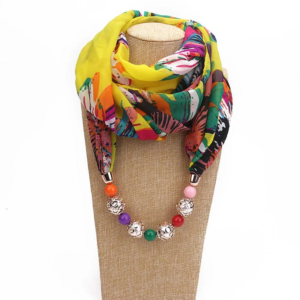 Summer Chiffon Fringe Scarf with Necklace - Exclusive Collection