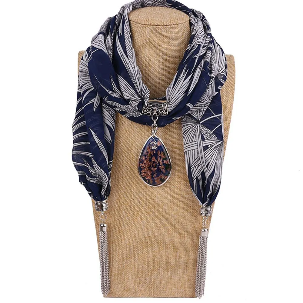 Summer Chiffon Fringe Scarf with Necklace - Exclusive Collection