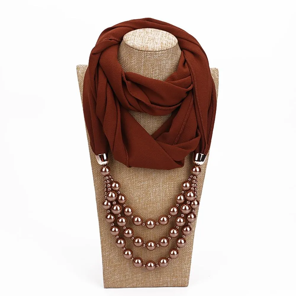 Summer Chiffon Fringe Scarf with Necklace - Exclusive Collection