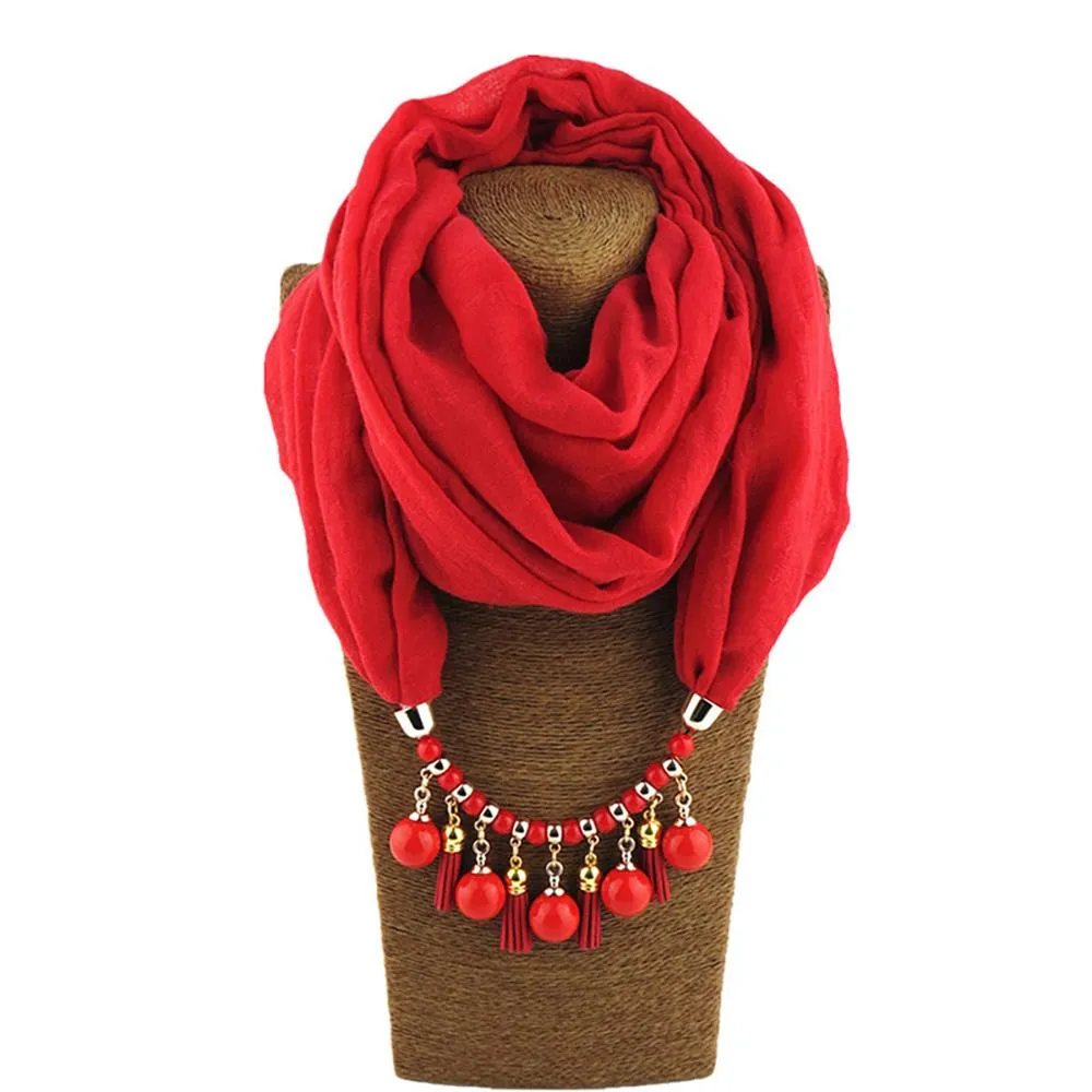 Summer Chiffon Fringe Scarf with Necklace - Exclusive Collection