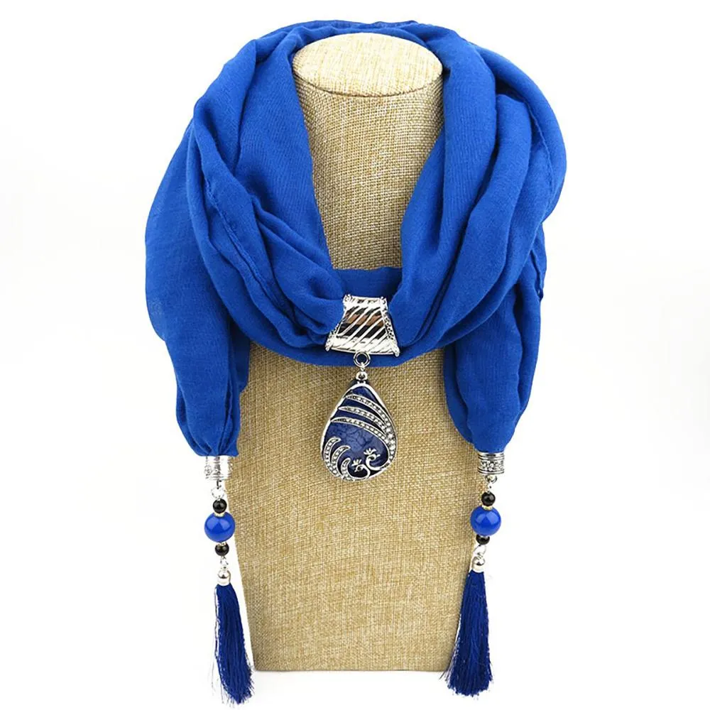 Summer Chiffon Fringe Scarf with Necklace - Exclusive Collection