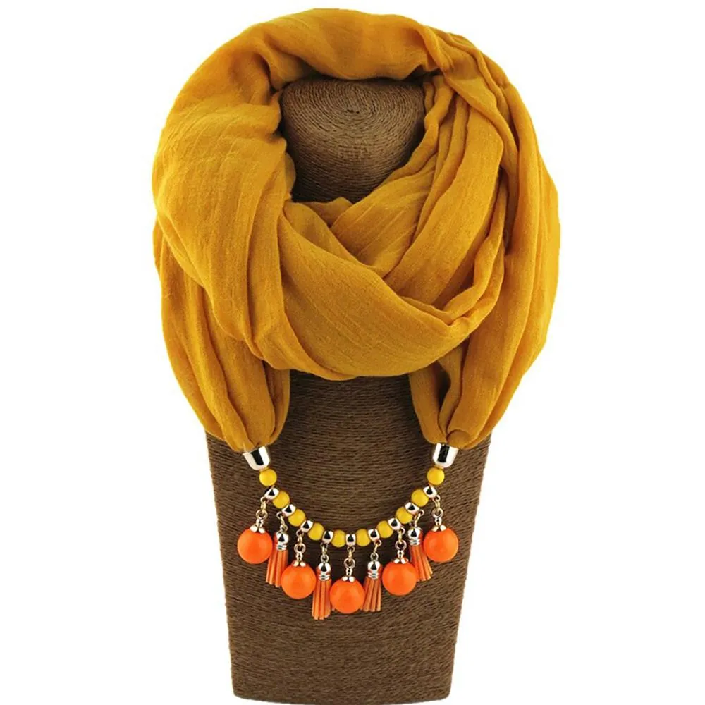 Summer Chiffon Fringe Scarf with Necklace - Exclusive Collection