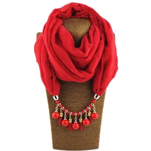 Summer Chiffon Fringe Scarf with Necklace - Exclusive Collection