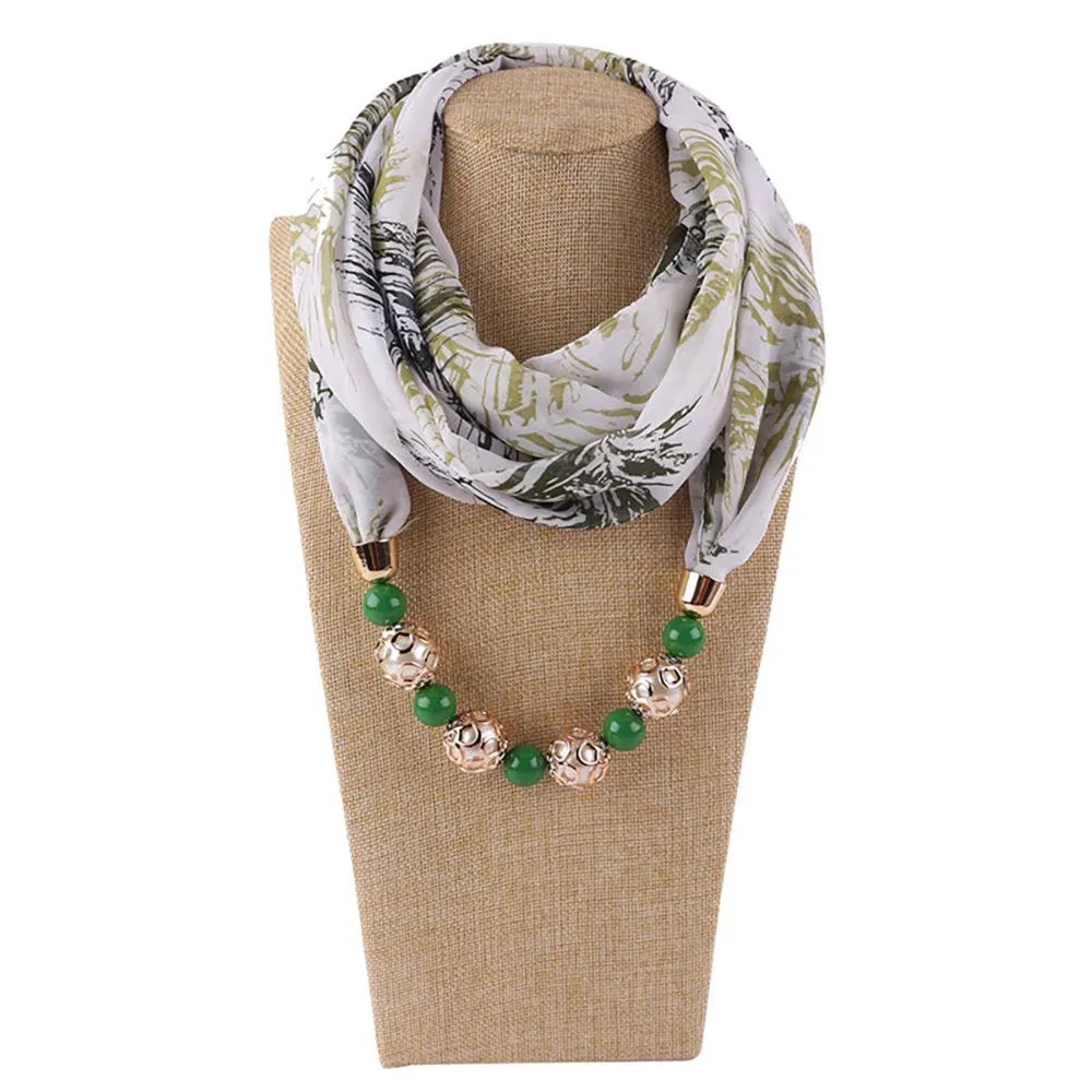 Summer Chiffon Fringe Scarf with Necklace - Exclusive Collection