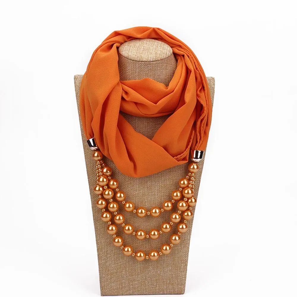 Summer Chiffon Fringe Scarf with Necklace - Exclusive Collection