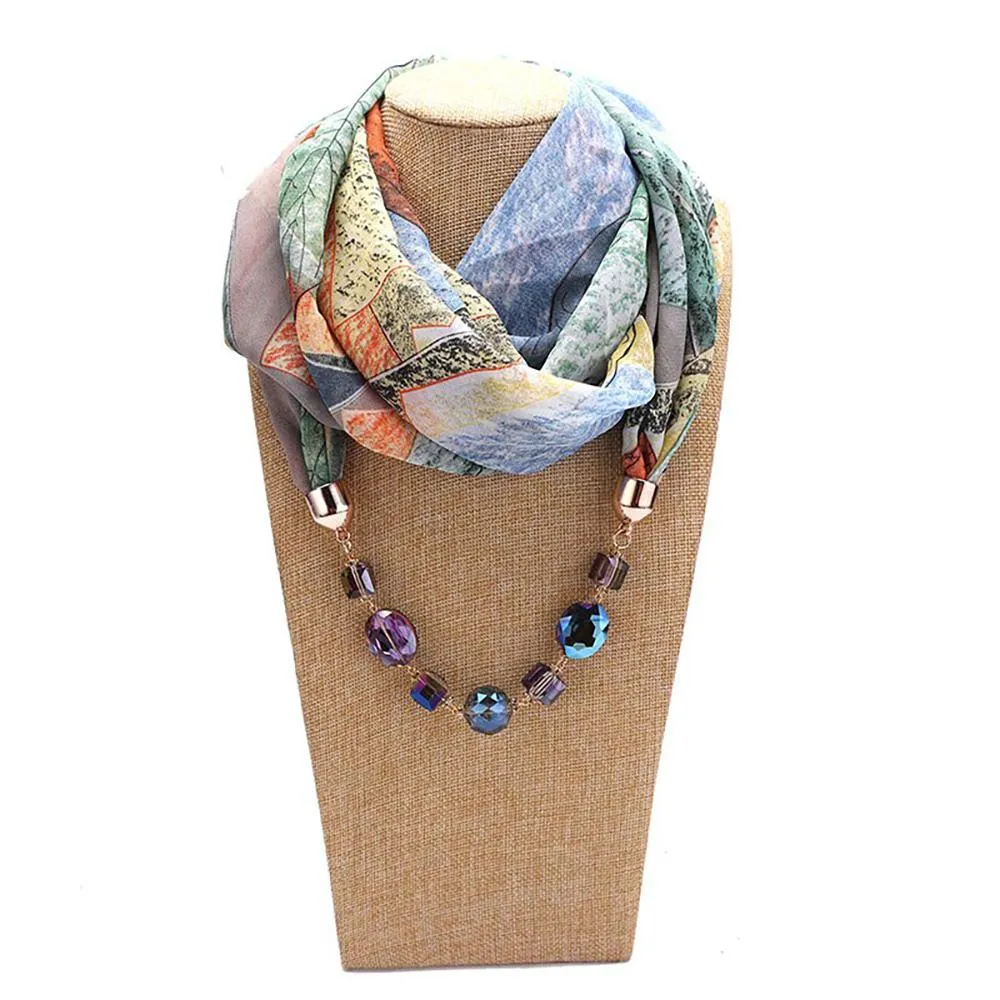 Summer Chiffon Fringe Scarf with Necklace - Exclusive Collection