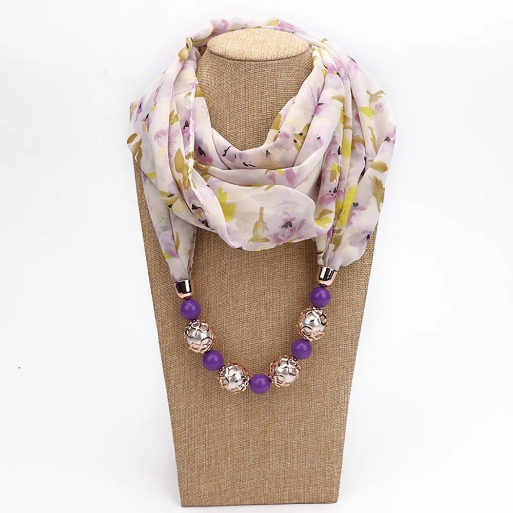 Summer Chiffon Fringe Scarf with Necklace - Exclusive Collection