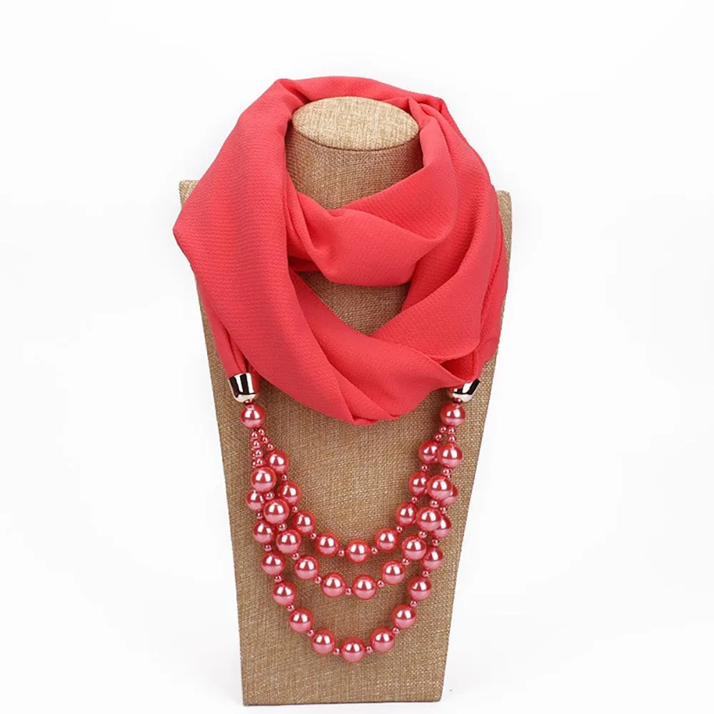 Summer Chiffon Fringe Scarf with Necklace - Exclusive Collection