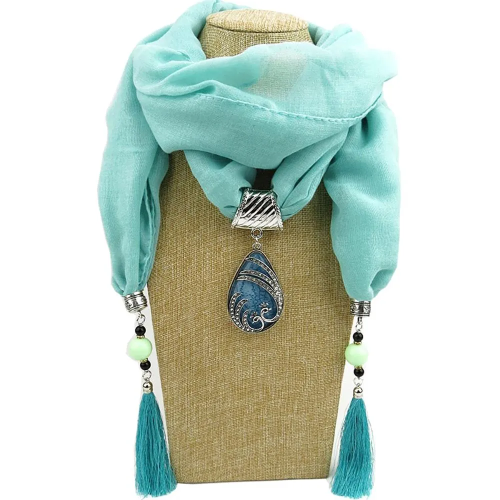 Summer Chiffon Fringe Scarf with Necklace - Exclusive Collection