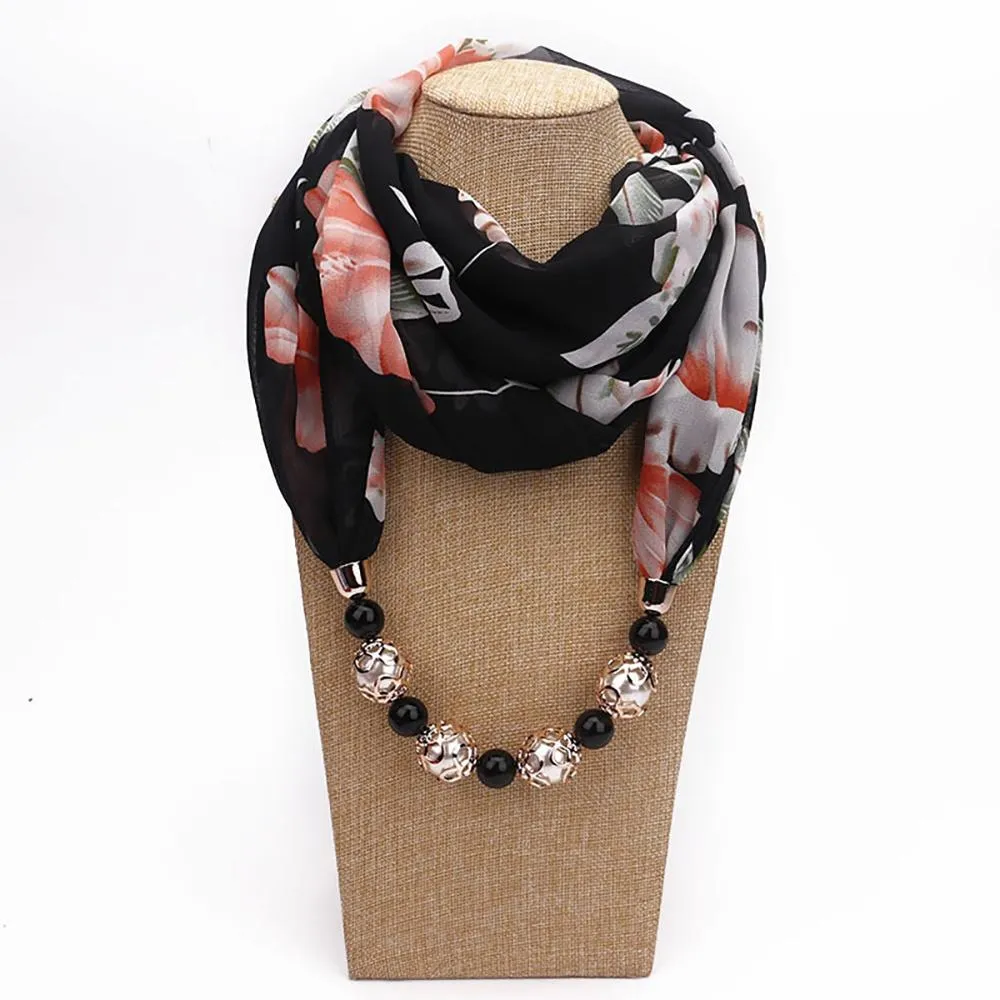 Summer Chiffon Fringe Scarf with Necklace - Exclusive Collection