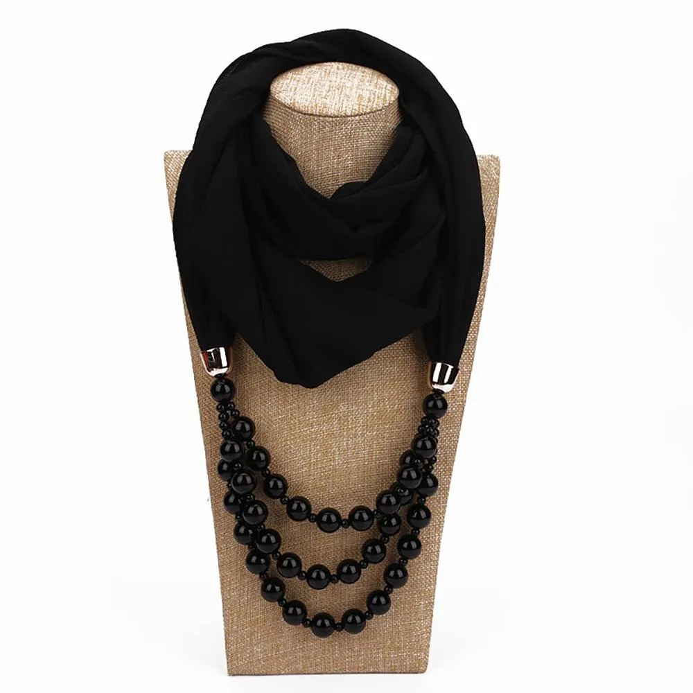 Summer Chiffon Fringe Scarf with Necklace - Exclusive Collection