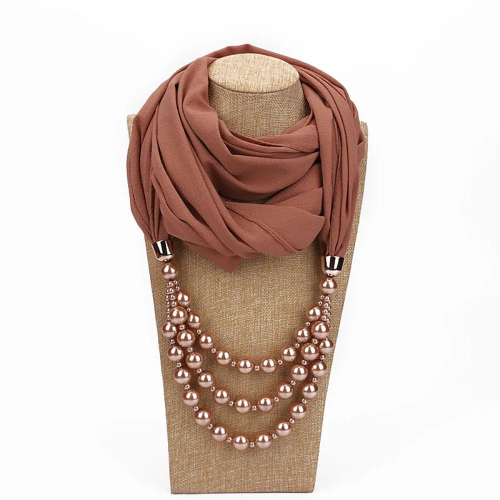 Summer Chiffon Fringe Scarf with Necklace - Exclusive Collection