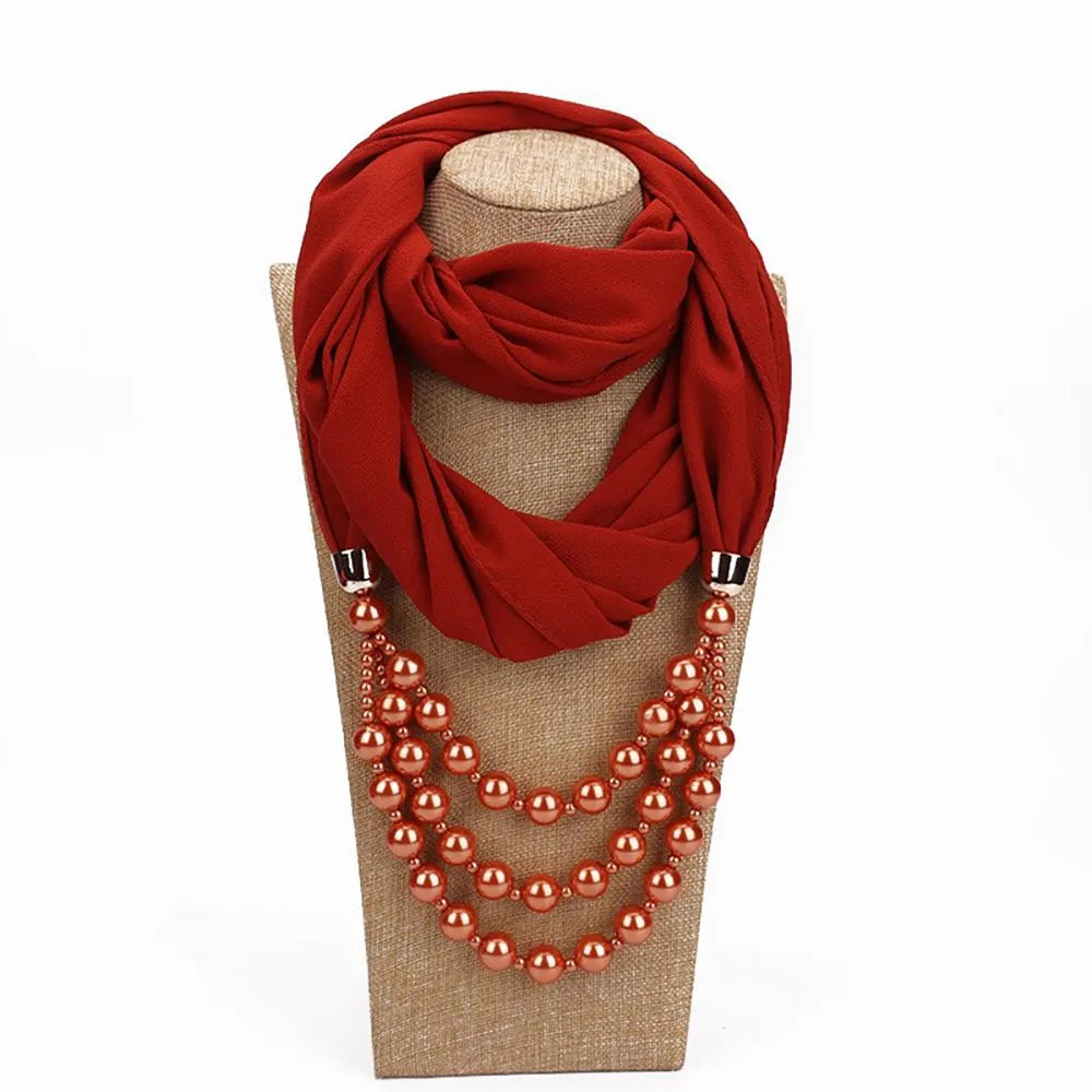 Summer Chiffon Fringe Scarf with Necklace - Exclusive Collection