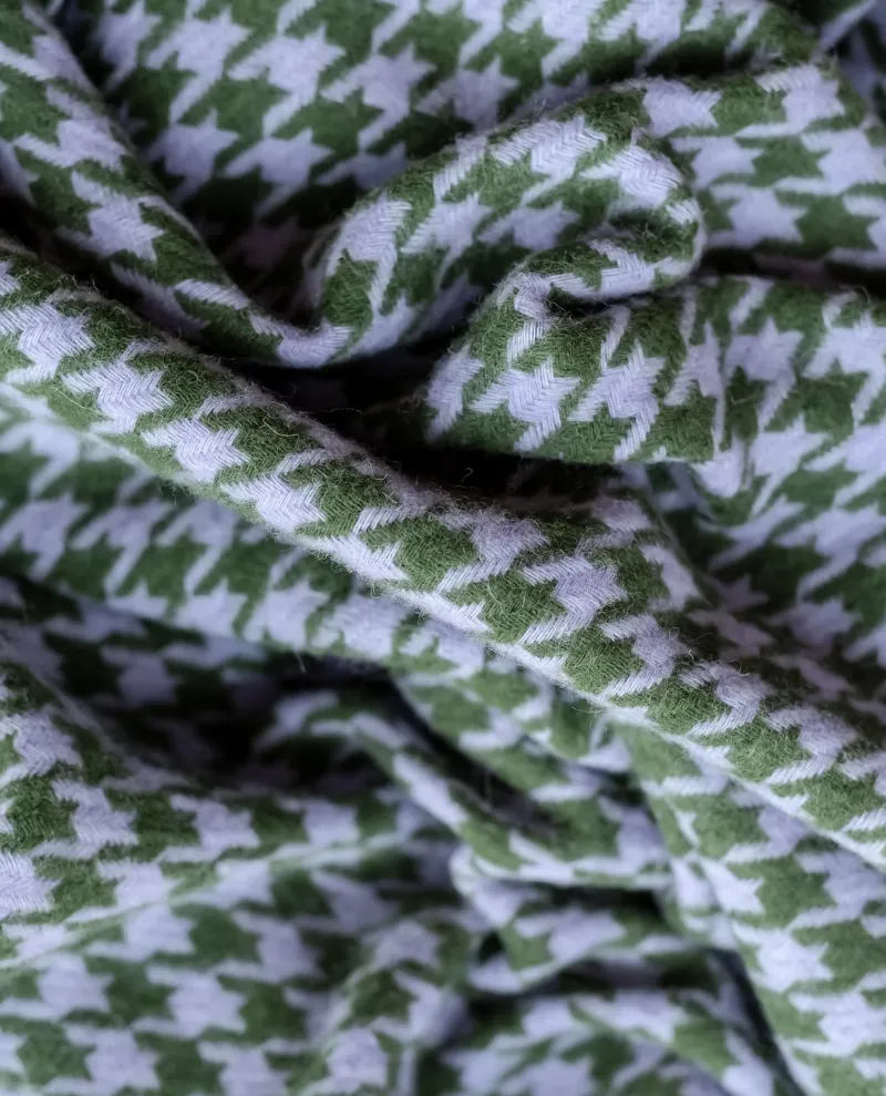 TBCo Lambswool Olive Houndstooth Blanket Scarf