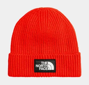 TNF Logo Box Cuffed Mens Beanie (Red/White)