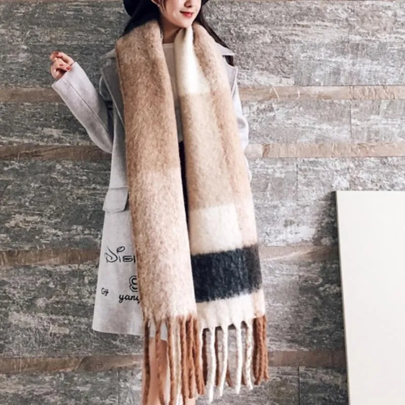 Trendy Oversize Thick And Warm Winter Plaid Scarf